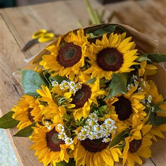 Simply Wrapped - Stems of Sunflowers in Brown Paper